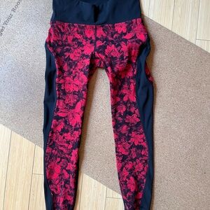 lululemon athletica Red and Black Floral Leggings